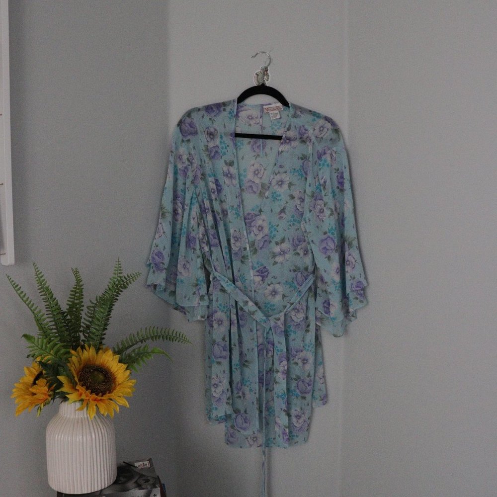 🌏 Sheer Floral Wrap Robe – Size S - Picture 6 of 10